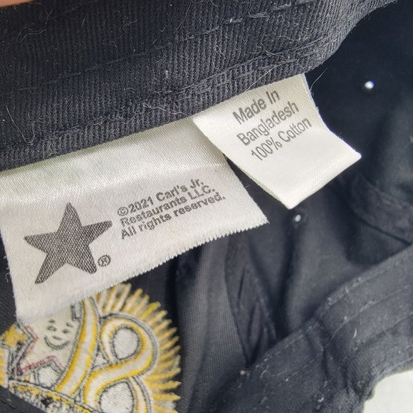 Carls Jr 80th Anniversary Hat Adjustable Employee Uniform Black Baseball Cap - Picture 8 of 9